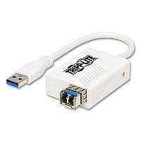 Tripp Lite USB 3.0 to LC Multimode Fiber Optic Transceiver Ethernet Adapter, White, Ships in 7-10 Business Days (U336MMF1GLC)