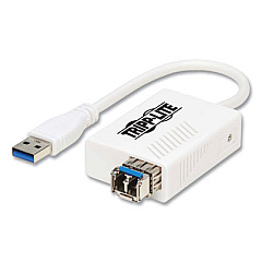Tripp Lite USB 3.0 to LC Multimode Fiber Optic Transceiver Ethernet Adapter, White, Ships in 7-10 Business Days (U336MMF1GLC)
