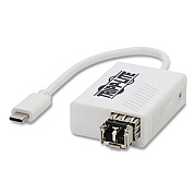 Tripp Lite USB-C 3.1 to LC Singlemode Fiber Optic Transceiver Gigabit Ethernet Adapter, White, Ships in 7-10 Business Days (U436SMF1GLC)
