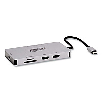 Tripp Lite USB-C UHD Dual Display Dock, HDMI/Micro SD/RJ45/SD/USB-A/USB-C PD Charging, Black/Gray, Ships in 7-10 Business Days (TRPU442DOCK8GGG)