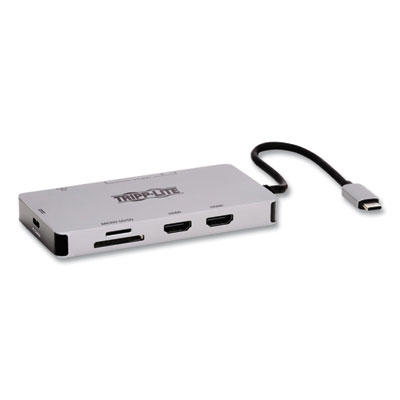 Tripp Lite USB-C UHD Dual Display Dock, HDMI/Micro SD/RJ45/SD/USB-A/USB-C PD Charging, Black/Gray, Ships in 7-10 Business Days (TRPU442DOCK8GGG)