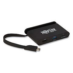 Tripp Lite USB-C Multiport Adapter with 4K HDMI, USB-A, Self-Storing Cable, and 100 W PD Charging, Black, Ships in 7-10 Business Days (TRPU444T6NH4UBC)