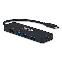 Tripp Lite USB-C Multiport Adapter with 4K HDMI, 3 USB-A Hub Ports, and 100 W PD Charging, HDMI, Black, Ships in 7-10 Business Days (U44406NH3UC2)