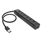 Tripp Lite USB-A Mini Hub with International Plug Adapters and Aluminum Housing, 7 Ports, Black, Ships in 7-10 Business Days (U360007ALINT)