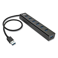 Tripp Lite USB-A Mini Hub with International Plug Adapters and Aluminum Housing, 7 Ports, Black, Ships in 7-10 Business Days (U360007ALINT)