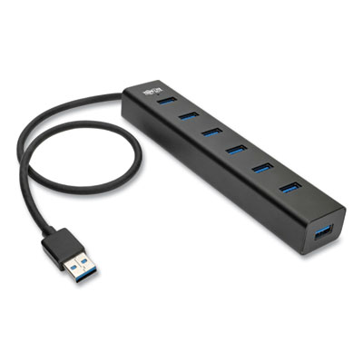 Tripp Lite USB-A Mini Hub with International Plug Adapters and Aluminum Housing, 7 Ports, Black, Ships in 7-10 Business Days (U360007ALINT)