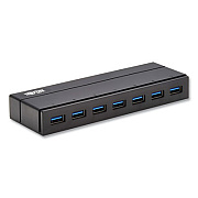 Tripp Lite USB-A Mini Hub with International Plug Adapters, 7 Ports, Black, Ships in 7-10 Business Days (U360007INT)