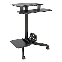 Tripp Lite WorkWise Mobile Standing Desk/Workstation, 23" x 28.2" x 29.5" to 47.2", Black, Ships in 7-10 Business Days (WWSSRDSTC)
