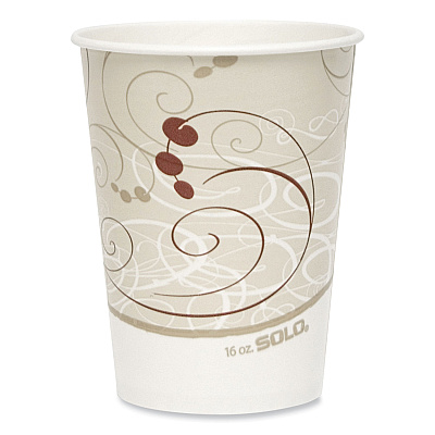 Solo Double Sided Poly Paper Cold Cups, 16 oz, Symphony Design, 50/Sleeve, 20 Sleeves/Carton (RNP16PJ8000)