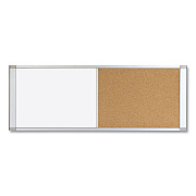 MasterVision Combo Cubicle Workstation Dry Erase/Cork Board, 36 x 18, Tan/White Surface, Aluminum Frame (BVCXA10003700)