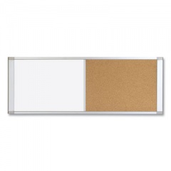 MasterVision Combo Cubicle Workstation Dry Erase/Cork Board, 36 x 18, Natural/White Surface, Aluminum Frame (XA10003700)
