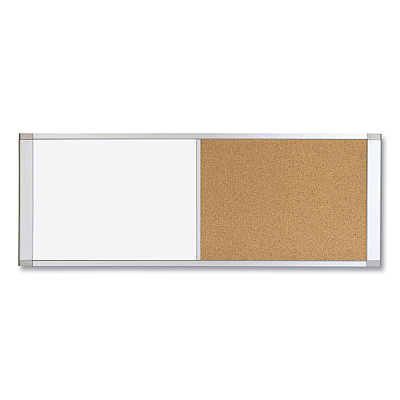 MasterVision Combo Cubicle Workstation Dry Erase/Cork Board, 36 x 18, Tan/White Surface, Aluminum Frame (BVCXA10003700)