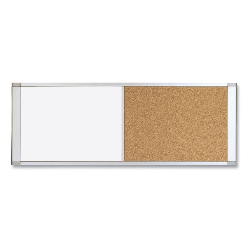 MasterVision Combo Cubicle Workstation Dry Erase/Cork Board, 36 x 18, Tan/White Surface, Aluminum Frame (BVCXA10003700)
