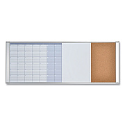 MasterVision Magnetic Calendar Combo Board, 48 x 18, White Surface, Aluminum Frame (BVCXA429993700)