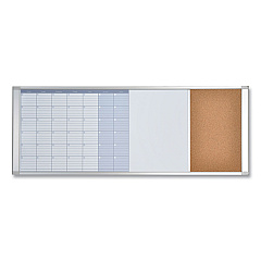 MasterVision Magnetic Calendar Combo Board, 48 x 18, White Surface, Aluminum Frame (BVCXA429993700)