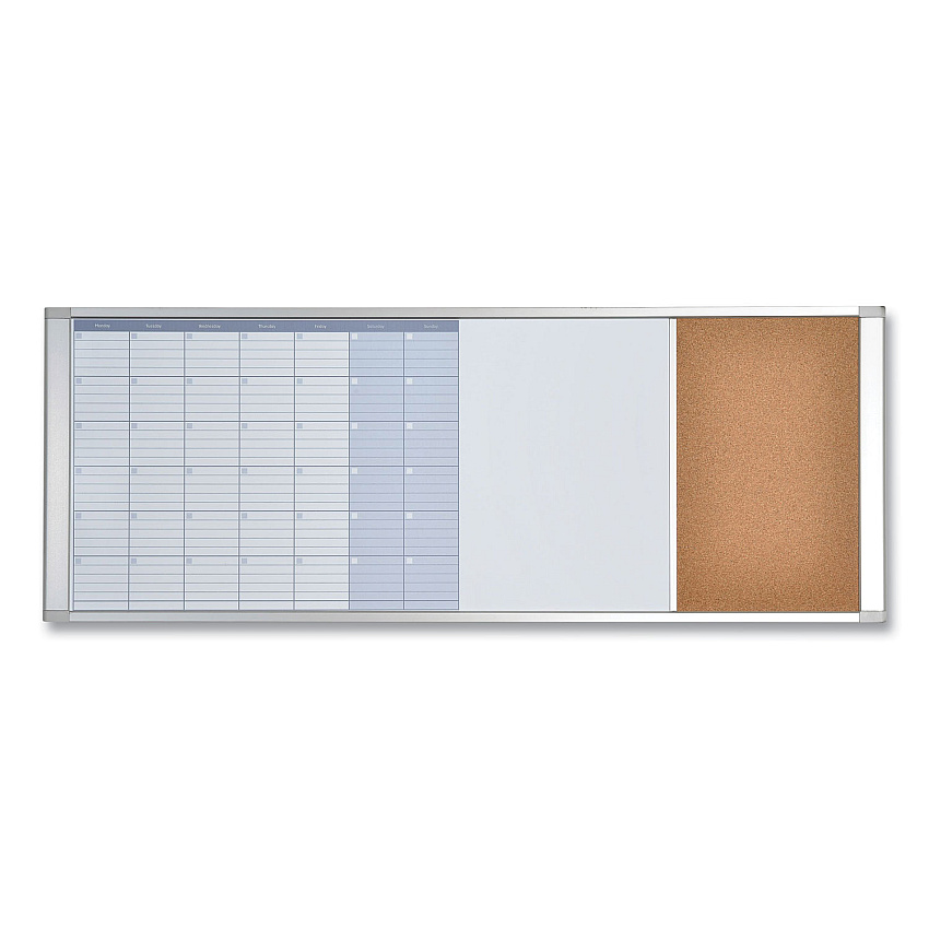 MasterVision Magnetic Calendar Combo Board, 48 x 18, White Surface, Aluminum Frame (BVCXA429993700)