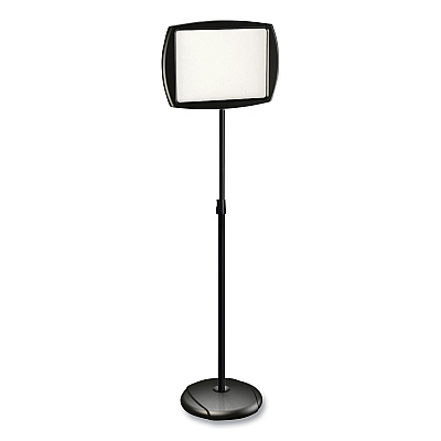 MasterVision Floor Stand Sign Holder, Rectangle, 15 x 11, 66" High, White Surface, Black Steel Frame (BVCSIG07060101)