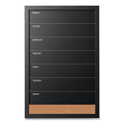 MasterVision Black/White Message Board Set: (1) Bulletin, (1) Bulletin/Chalk Planner, (1) Bulletin/Dry Erase, Assorted Sizes, Black Frames (BVCSOR033)