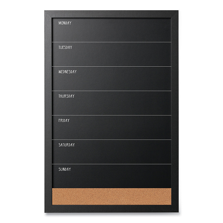 MasterVision Black/White Message Board Set: (1) Bulletin, (1) Bulletin/Chalk Planner, (1) Bulletin/Dry Erase, Assorted Sizes, Black Frames (BVCSOR033)