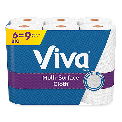 Viva Multi-Surface Cloth Choose-A-Sheet Kitchen Roll Paper Towels 2-Ply, 11 x 5.9, White, 83/Roll, 6 Rolls/Pack, 4 Packs/Carton (KCC49413)