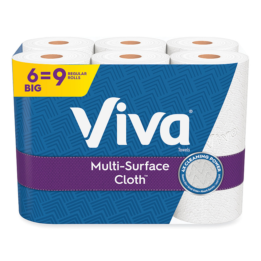 Viva Multi-Surface Cloth Choose-A-Sheet Kitchen Roll Paper Towels 2-Ply, 11 x 5.9, White, 83/Roll, 6 Rolls/Pack, 4 Packs/Carton (KCC49413)