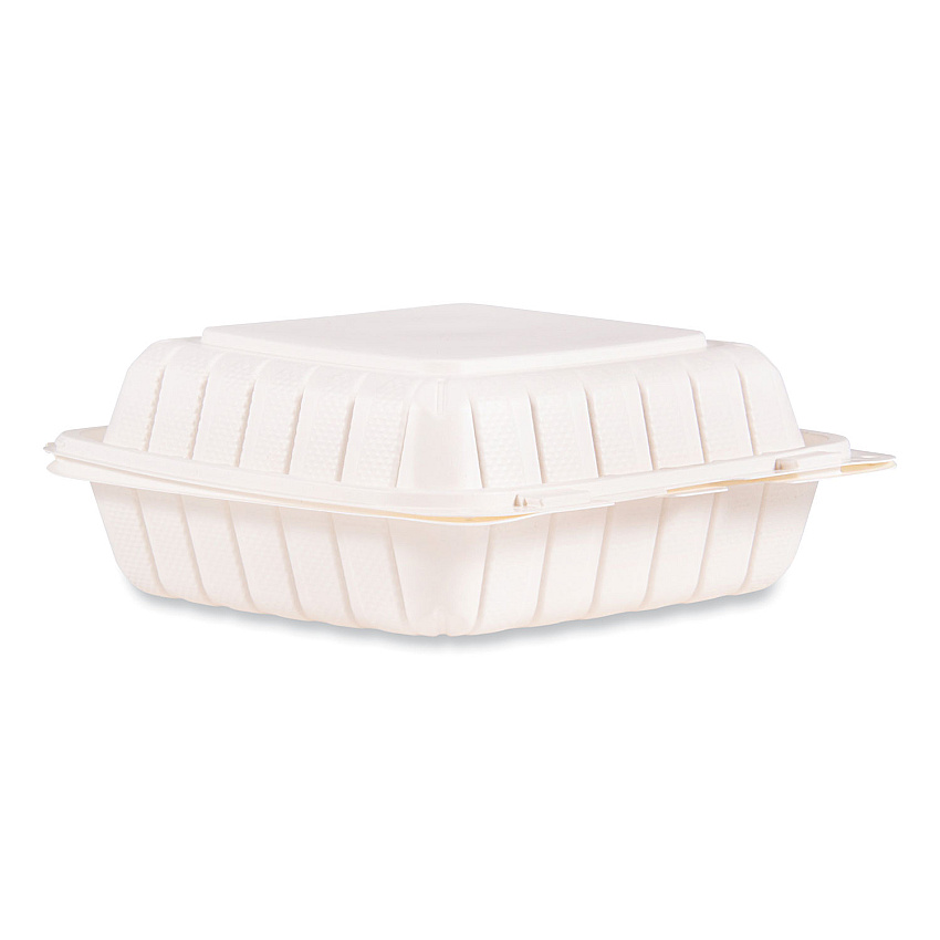 Dart Hinged Lid Containers, Single Compartment, 8.25 x 8 x 3, White, Plastic, 150/Carton (DCC85MFPPHT1R)
