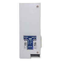HOSPECO Dual Sanitary Napkin/Tampon Dispenser, 25 Cent Coin Mechanism, 11.13 x 7.63 x 26.38, White/Blue (HOS125)