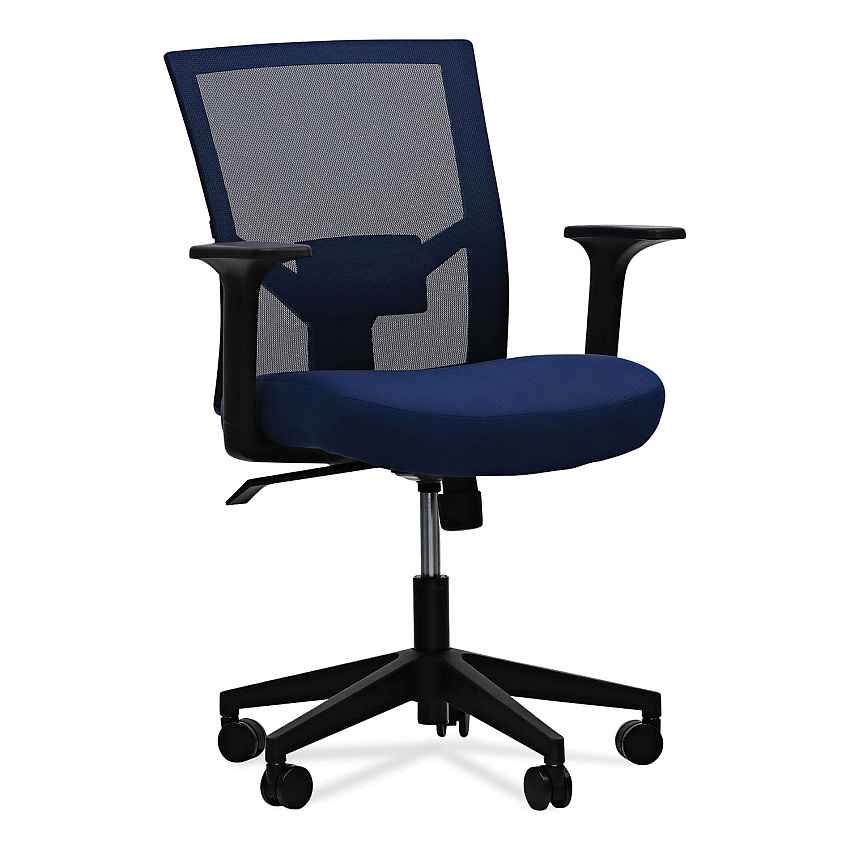 Workspace by Alera Mesh Back Fabric Task Chair, Supports Up to 275 lb, 17.32" to 21.1" Seat Height, Navy Seat, Navy Back (ALEWS42B27)