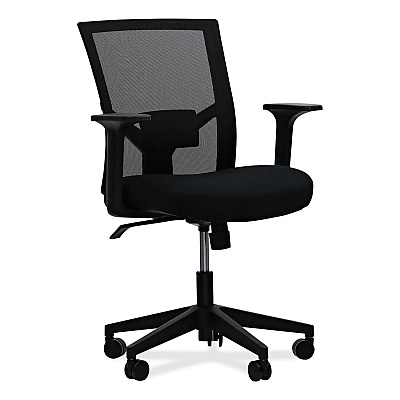 Workspace by Alera Mesh Back Fabric Task Chair, Supports Up to 275 lb, 17.32" to 21.1" Seat Height, Black Seat, Black Back (ALEWS42B17)