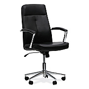 Workspace by Alera Leather Task Chair, Supports Up to 275 lb, 18.19" to 21.93" Seat Height, Black Seat, Black Back (ALEWS4116)