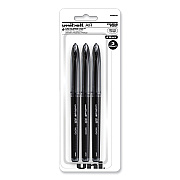 uniball AIR Porous Gel Pen, Stick, Medium 0.7 mm, Black Ink, Black Barrel, 3/Pack (UBC1926808)