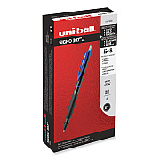 uniball 307 Gel Pen, Retractable, Fine 0.5 mm, Blue Ink, Black Barrel, Dozen (UBC1947088)