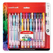 uniball Gel Pen, Stick, Assorted Sizes, Assorted Ink and Barrel Colors, 24/Pack (UBC2004056)