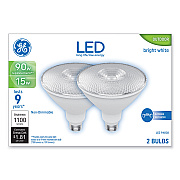 GE LED PAR38 Non-Dimmable Outdoor Flood Light Bulb, 15 W, Bright White, 2/Pack (GEL93129298)