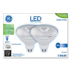 GE LED PAR38 Non-Dimmable Outdoor Flood Light Bulb, 15 W, Bright White, 2/Pack (GEL93129298)