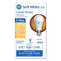 GE Classic LED SW Non-Dim A19 3-Way Light Bulb, 6 W; 12 W; 17 W, Soft White (GEL93130566)