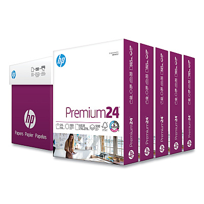 HP Premium24 Paper, 98 Bright, 24 lb Bond Weight, 8.5 x 11, Ultra White, 500 Sheets/Ream, 5 Reams/Carton (HEW115300)