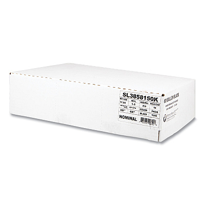 Inteplast Group Low-Density Commercial Can Liners, 60 gal, 1.5 mil, 38" x 58", Black, Interleaved Roll, 20 Bags/Roll, 5 Rolls/Carton (IBSSL3858150K)