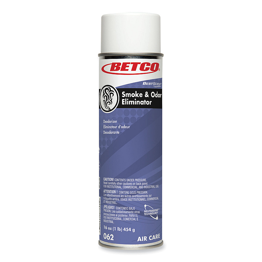 Betco BestScent Smoke and Odor Eliminator Aerosol, Fruit/Floral Scent, 16 oz Aerosol Can, 12/Carton (BET622300)