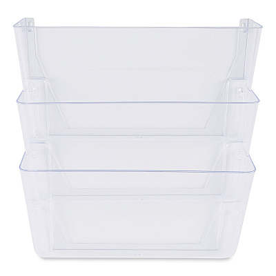Universal Wall Files, 3 Sections, Letter Size, 13" x 4" x 14", Clear, 3/Set (UNV53682)