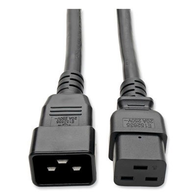 Tripp Lite C19 to C20 Y Splitter Heavy-Duty Power Extension Cord, 6 ft, 20 A, Black, Ships in 7-10 Business Days (TRPP0360062C19)