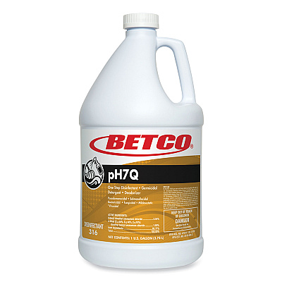Betco pH7Q Dual Neutral Disinfectant Cleaner, Lemon Scent, 1 gal Bottle, 4/Carton (BET3160400)