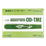 Tombow Mono Twin Bold Permanent Marker, Fine/Broad Tips, Black, 10/Box (TOM56646)