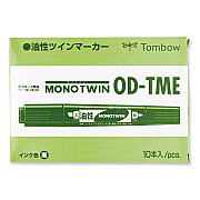 Tombow Mono Twin Bold Permanent Marker, Fine/Broad Tips, Red, 10/Box (TOM56647)