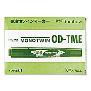 Tombow Mono Twin Bold Permanent Marker, Fine/Broad Tips, Blue, 10/Box (TOM56648)