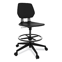 Safco Commute Extended Height Task Chair, Supports Up to 275 lb, 22.25" to 32.25" Seat Height, Black Seat, Black Back, Black Base (SAF7827BL)