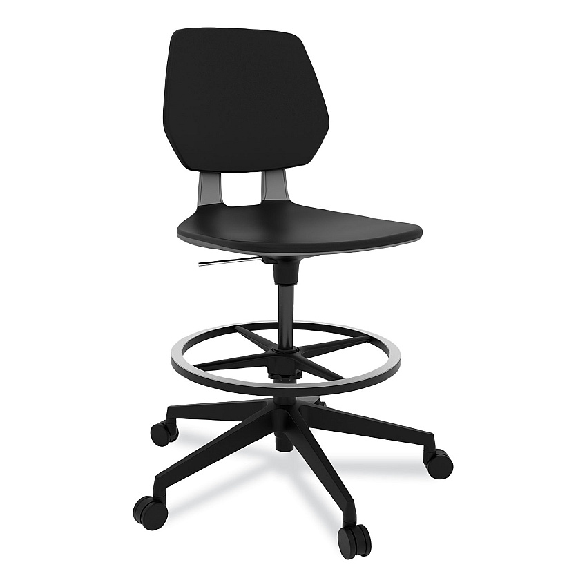 Safco Commute Extended Height Task Chair, Supports Up to 275 lb, 22.25" to 32.25" Seat Height, Black Seat, Black Back, Black Base (SAF7827BL)
