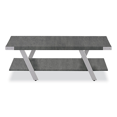 Safco Coffee Table, Rectangular. 48 x 23.75 x 16, Stone Gray Top, Silver Base (SAFMRCFTSGY)