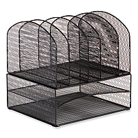 Safco Onyx Mesh Desk Organizer, Two Horizontal and Six Upright Sections, Letter Size Files, 13.25 x 11.32 x 13.32, Black (SAF3214BLKD)