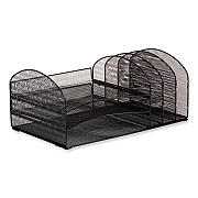 Safco Onyx Mesh Desk Organizer with Three Horizontal and Upright Sections, Letter Size Files, 19.62 x 11.32 x 8.5, Black (SAF3213BLKD)